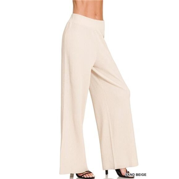 Zenana Viscose Ribbed Sweater Pants - Picture 1 of 3